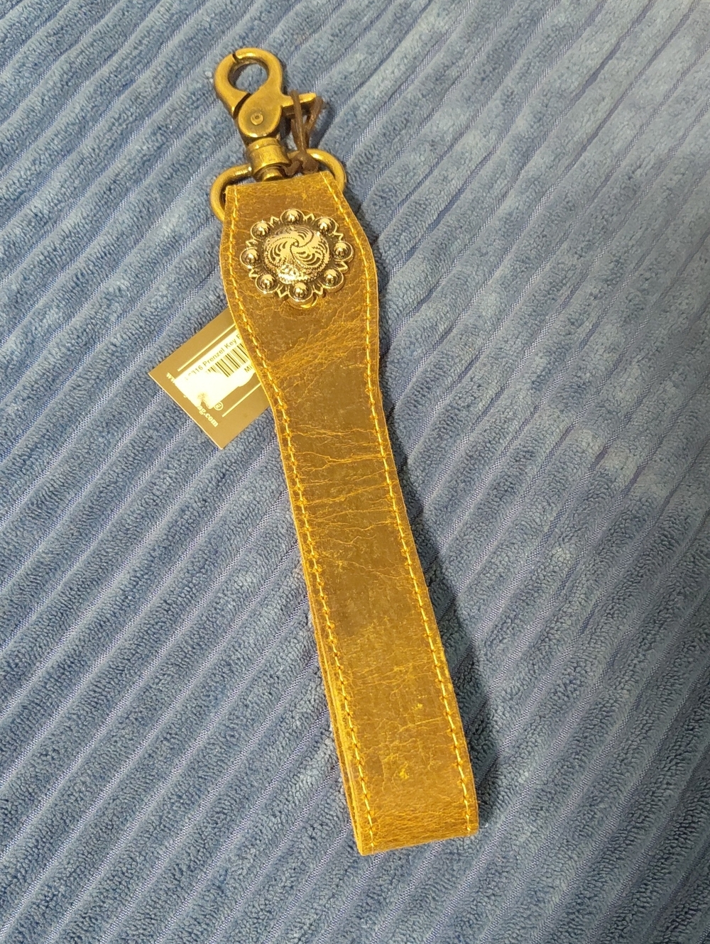Prenzel Leather Key Fob Strap with Decorative Concho - Brown